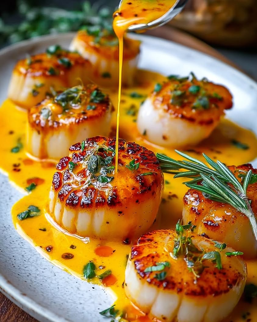 Indulge in Scallops Luxe with a Decadent Saffron Cream Sauce