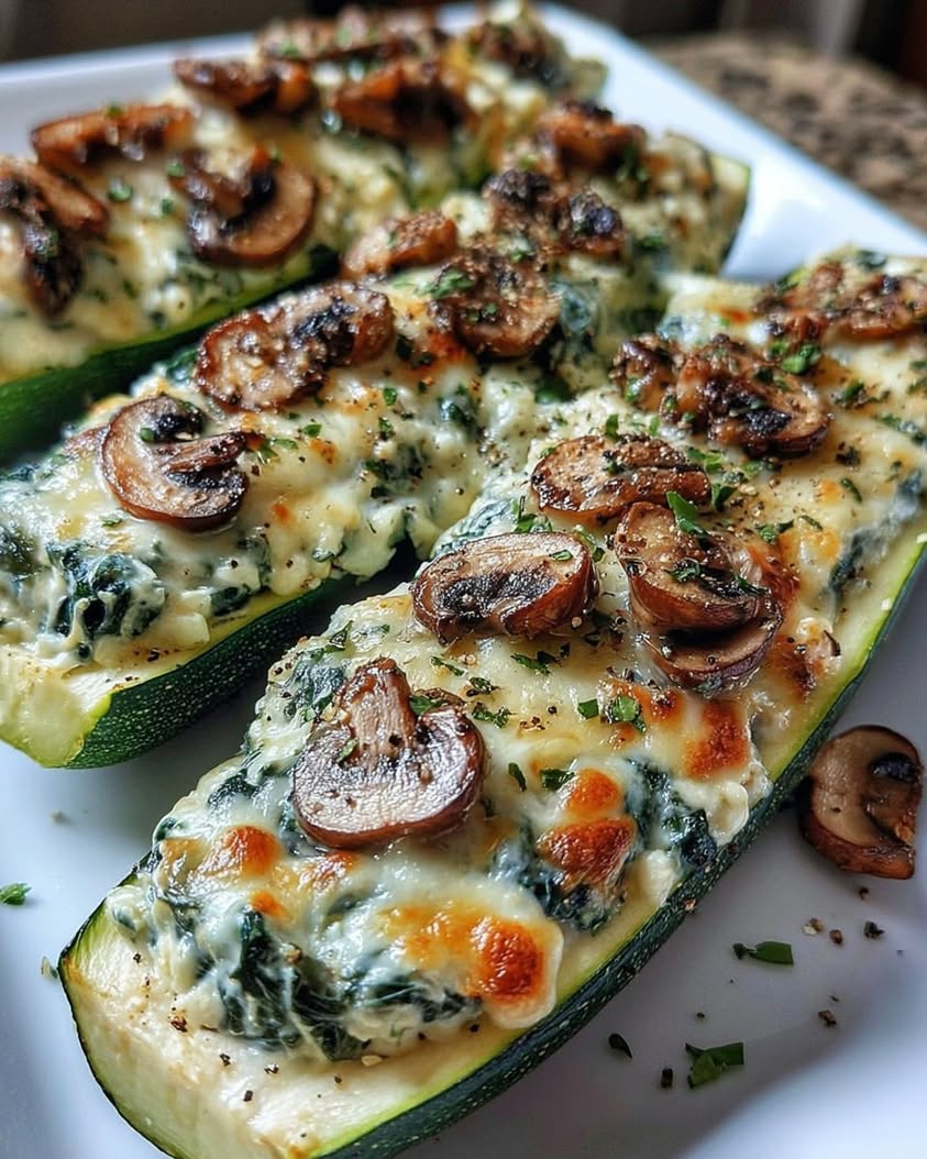 Spinach, Mushroom, and Ricotta Stuffed Zucchini Boats: A Low-Carb Dinner Favorite 1 Spinach Mushroom and Ricotta Stuffed Zucchini Boats