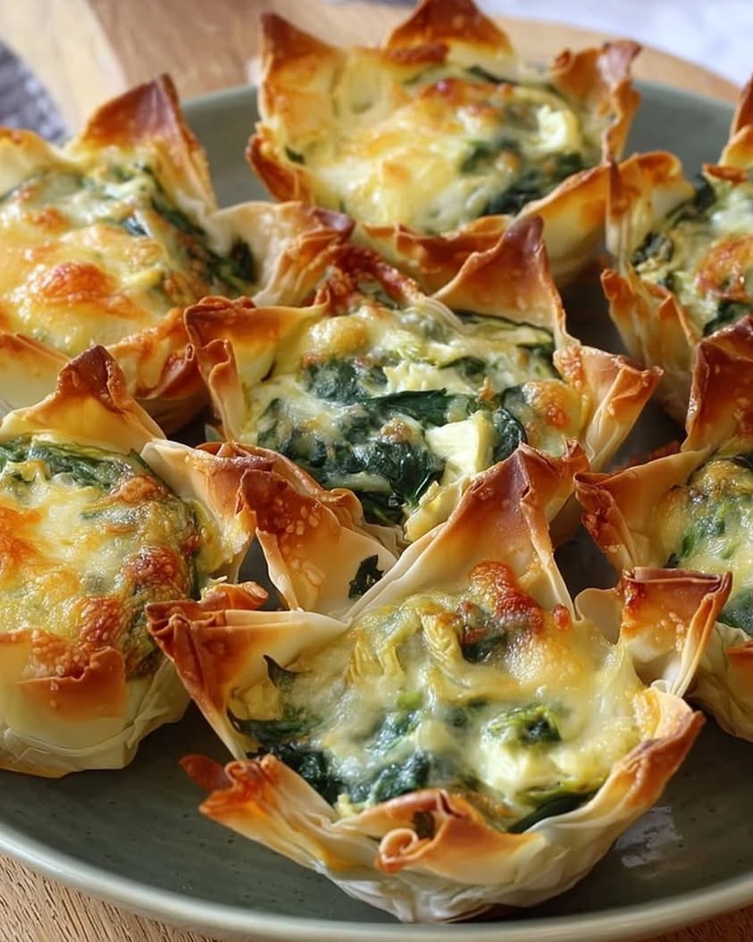 Spinach and Artichoke Wonton Cups