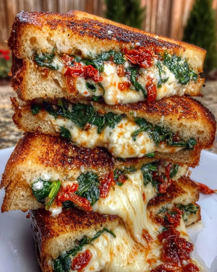 Sun Dried Tomato Spinach and Ricotta Grilled Cheese 1