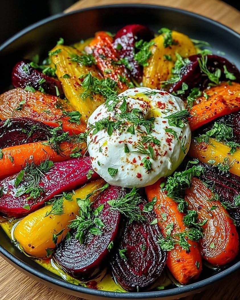 Vibrant Roasted Beets Carrots with Creamy Burrata Salad 2