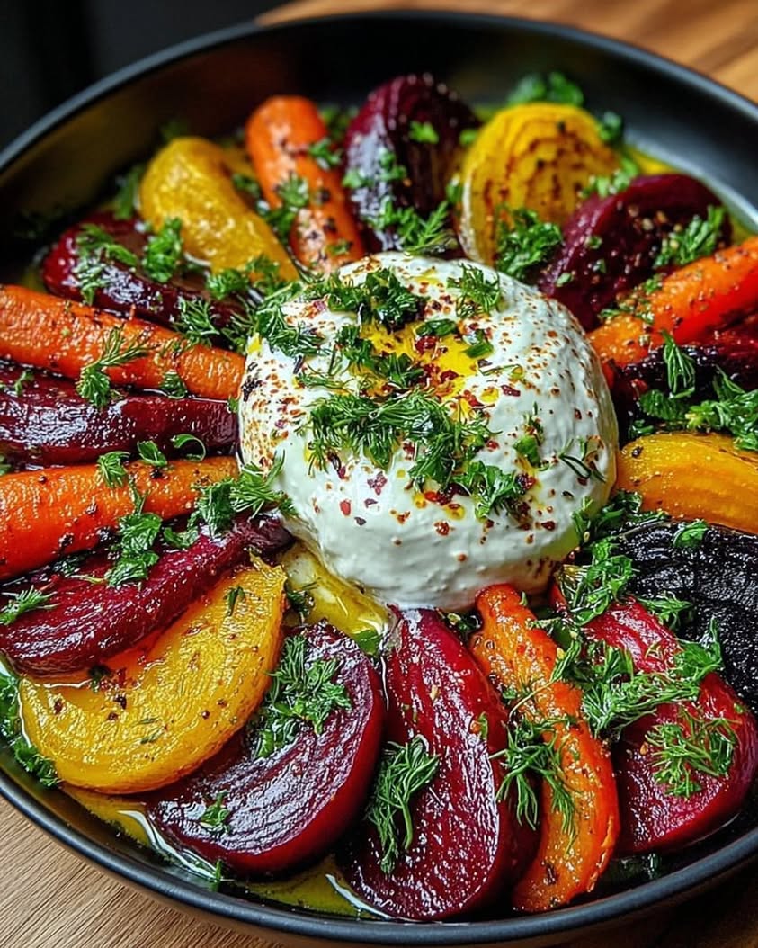 Vibrant Roasted Beets Carrots with Creamy Burrata Salad 3