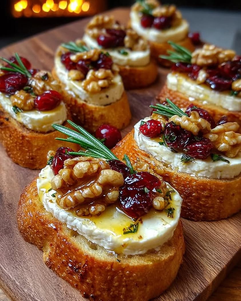 Warm Brie and Cranberry Walnut Crostini with Hot Honey Recipe 10 Warm Brie Cranberry Walnut Crostini with Hot Honey
