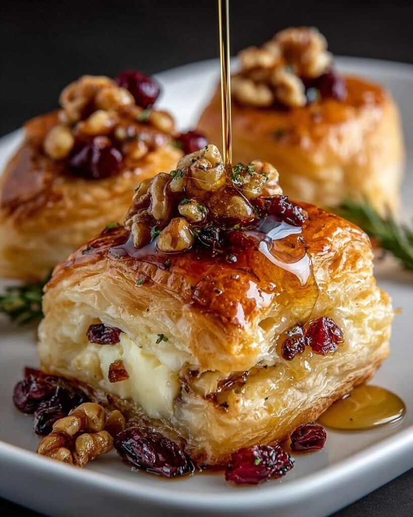 Flaky Puff Pastry with Brie Cranberries Toasted Walnuts