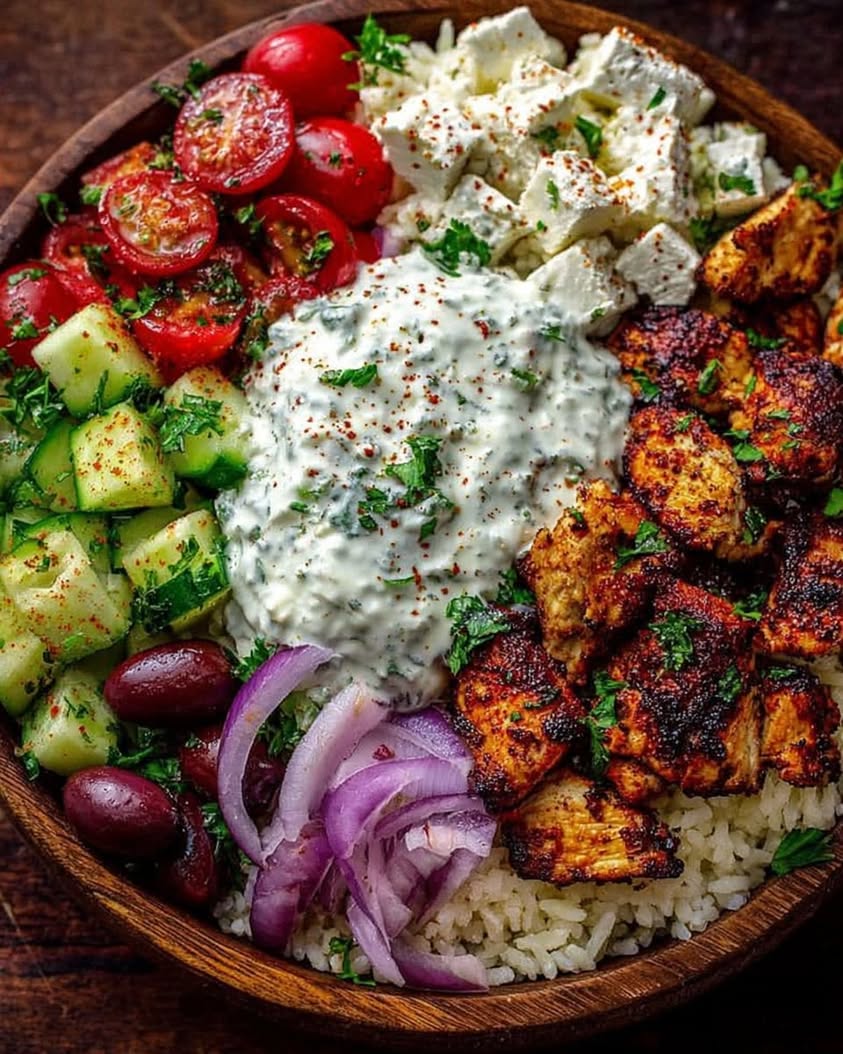 Greek Chicken Souvlaki Bowls with Garlic Sauce