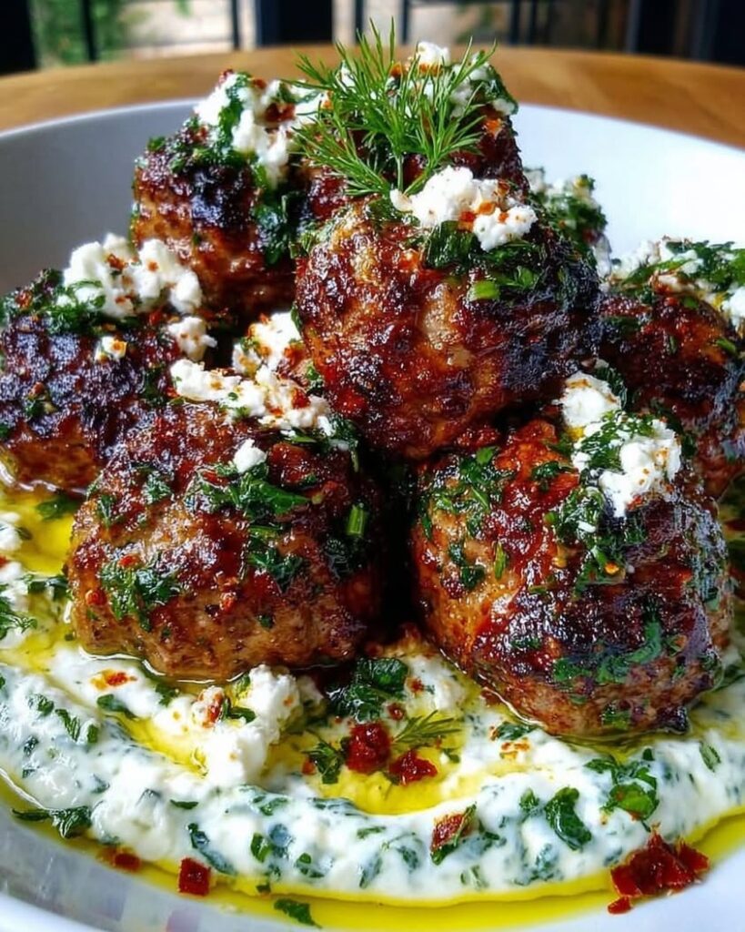 Mini Greek Meatball Bites with Tzatziki
