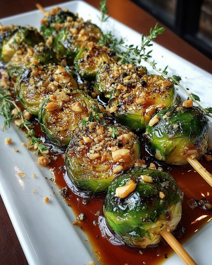Caramelized Brussels Sprouts Skewers with Walnut Honey: A Perfect Side Dish