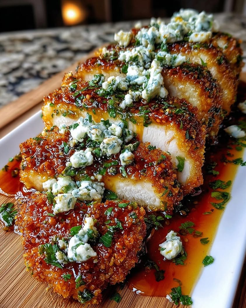 Crispy Hot Honey Lemon Feta Chicken Cutlets with Tzatziki Drizzle Recipe