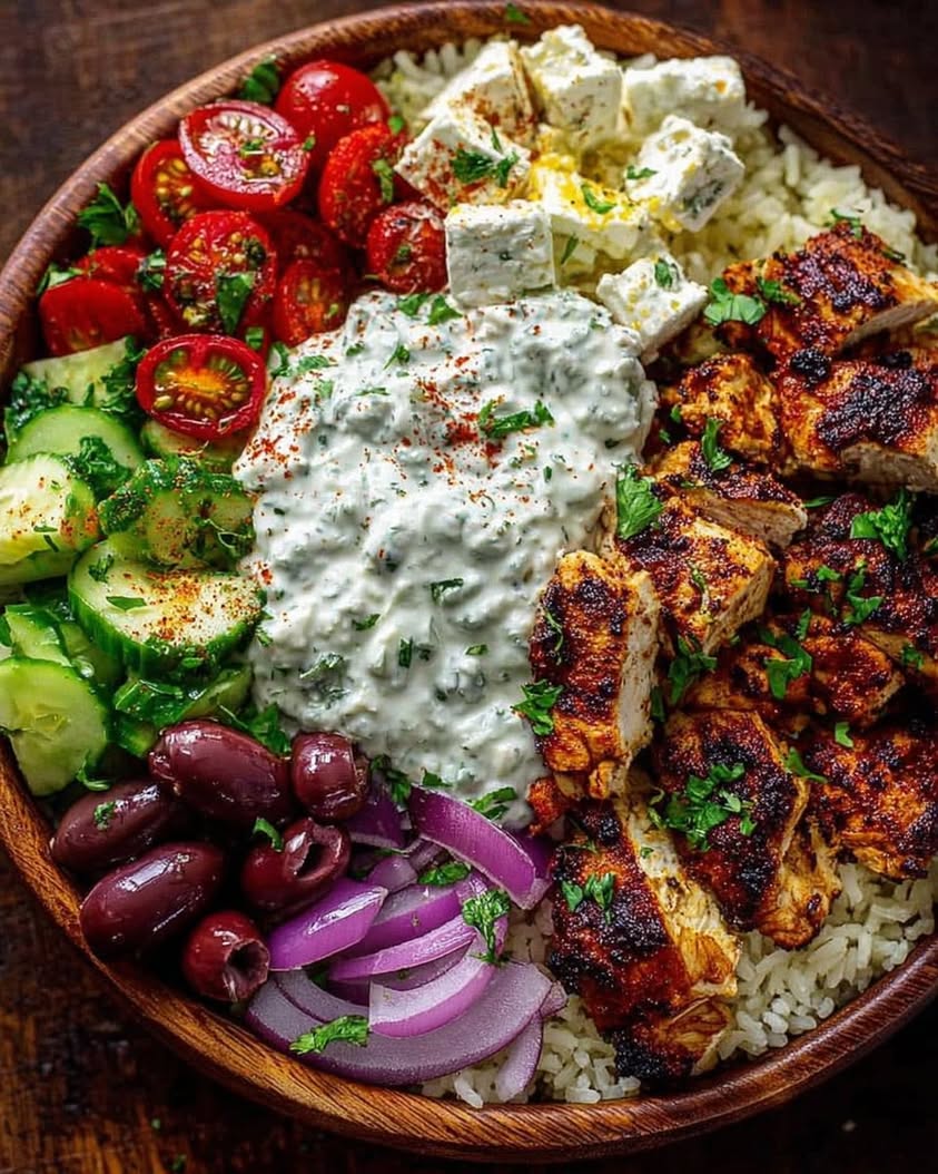 The Ultimate Greek Chicken Souvlaki Bowls with Creamy Garlic Sauce