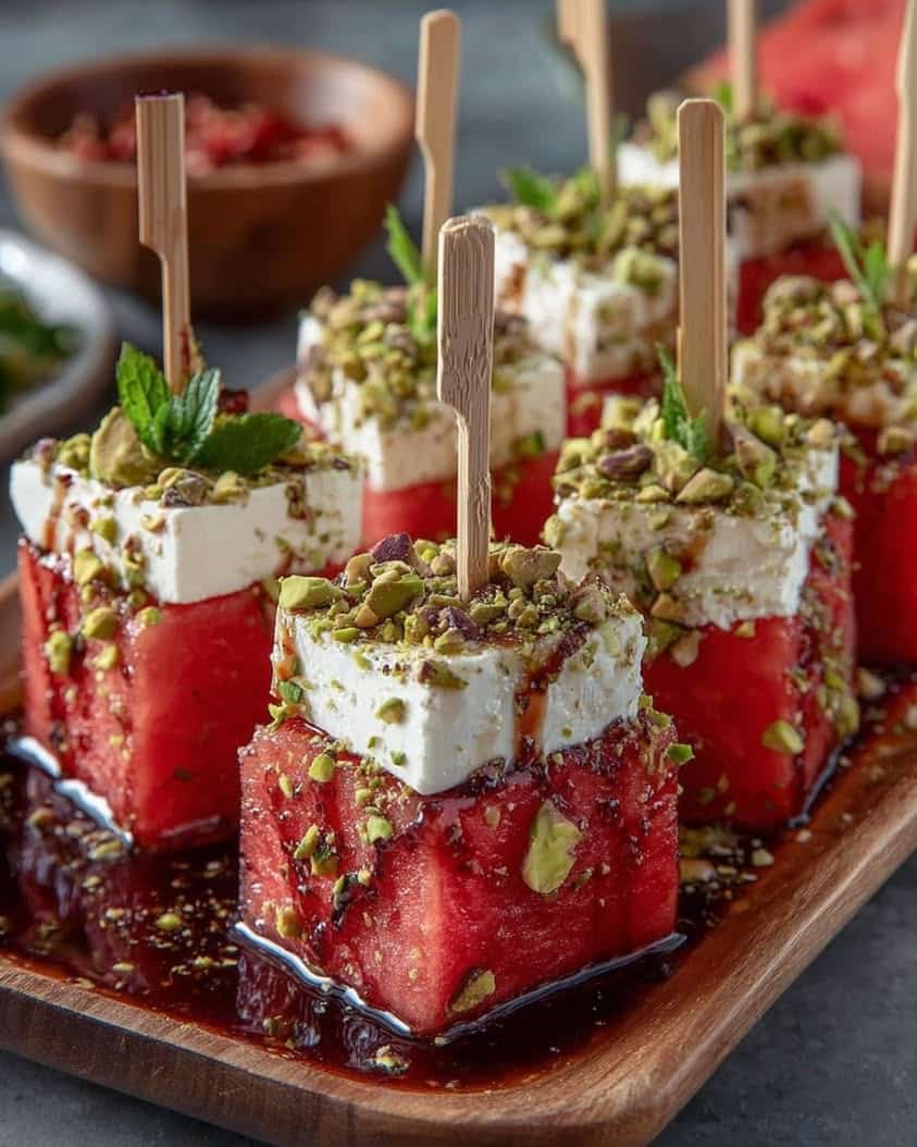 Hot Honey Watermelon Feta Bites with Mint: A Refreshing Summer Appetizer 9 Hot Honey Watermelon Feta Bites with Mint