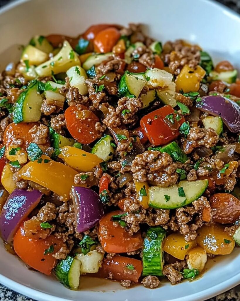Mediterranean Ground Beef Stir Fry