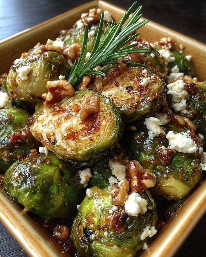 Caramelized Brussels Sprouts with Feta, Walnuts & Hot Honey: The Ultimate Side Dish 8 Caramelized Brussels Sprouts with Feta Walnuts Hot Honey Drizzle