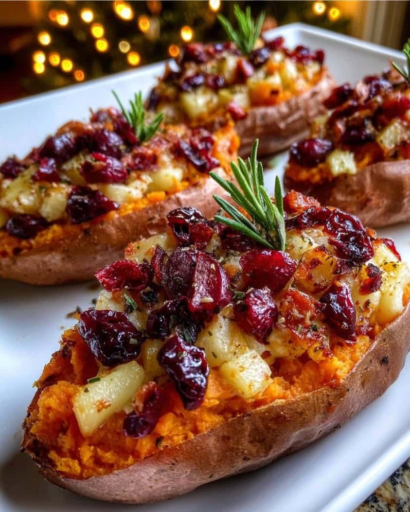 Twice-Baked Sweet Potatoes with Cranberries and Apples: A Festive Fall Side Dish 6 Cranberry Apple Twice Baked Sweet Potatoes