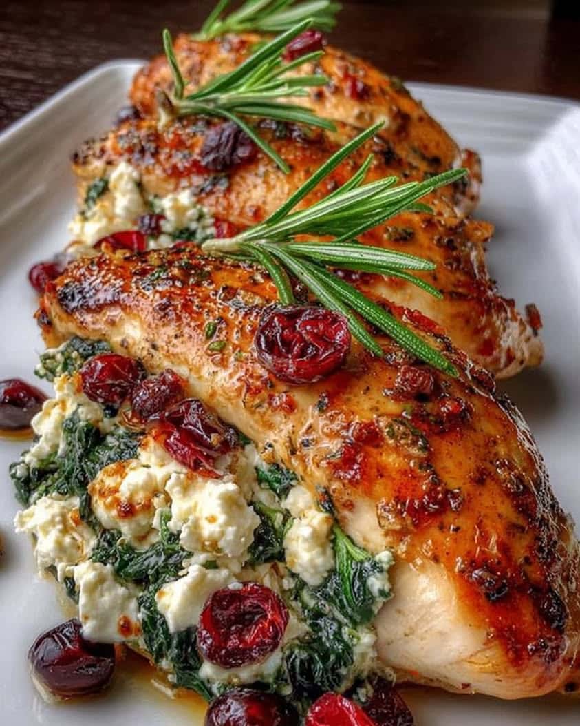 Cranberry Spinach Stuffed Chicken with Goat Cheese: Easy Weeknight Dinner 7 Cranberry Spinach Stuffed Chicken Breasts with Goat Cheese