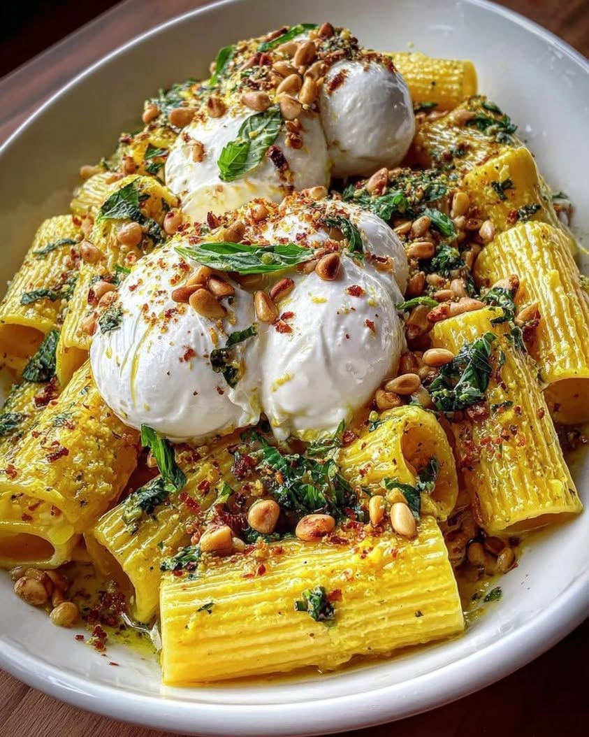 The Ultimate Lemon Basil Rigatoni with Burrata and Pine Nuts Recipe 8 Lemon Basil Rigatoni with Burrata Roasted Pine Nuts