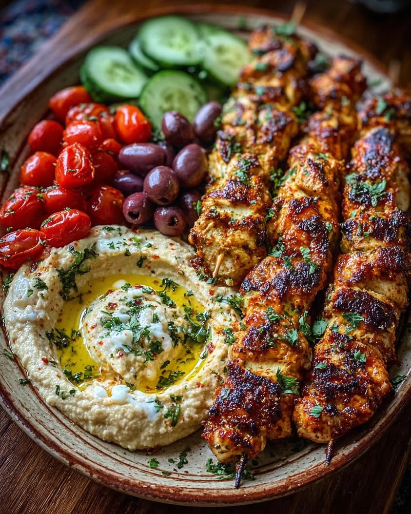 Mediterranean Chicken Skewers with Hummus Spread: The Perfect Easy Dinner 7 Mediterranean Chicken Skewers with Hummus Spread