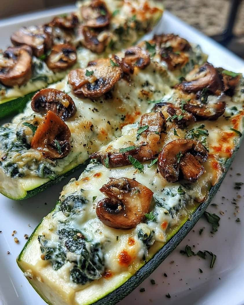 Healthy Spinach Mushroom Ricotta Zucchini Boats: Easy Low-Carb Dinner 5 Spinach Mushroom and Ricotta Stuffed Zucchini Boats