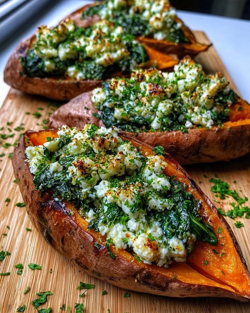 The Ultimate Spinach Ricotta Stuffed Sweet Potatoes with Herb Drizzle Recipe 8 Spinach Ricotta Stuffed Sweet Potatoes with Herb Drizzle
