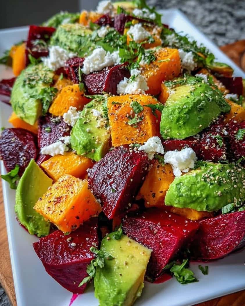 Vibrant Roasted Beet Sweet Potato Avocado Salad Recipe: Easy, Healthy & Colorful 6 Vibrant Roasted Beet Sweet Potato Avocado Salad
