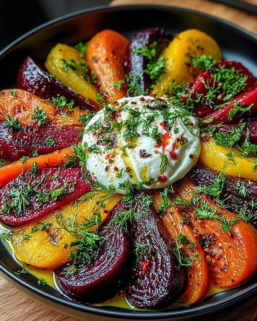 Vibrant Roasted Beets and Carrots with Creamy Burrata Salad: A Colorful Side Dish 1 Vibrant Roasted Beets Carrots with Creamy Burrata Salad 1