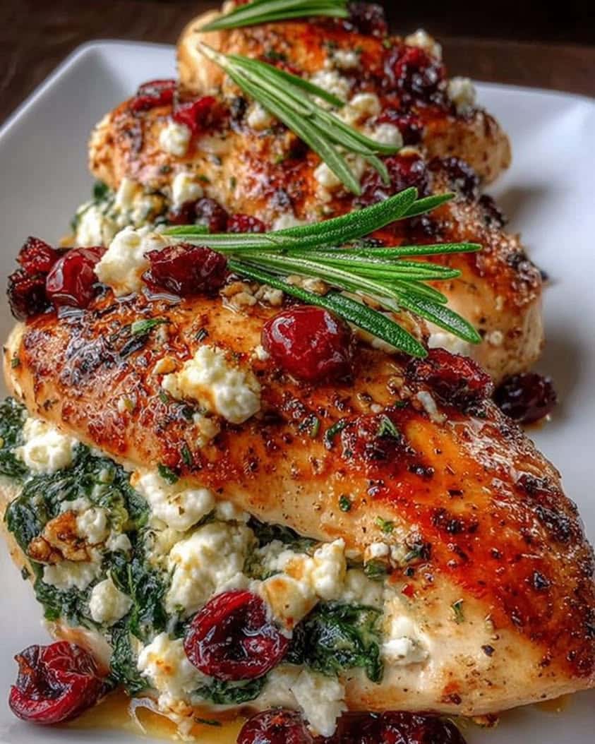 Cranberry & Spinach Stuffed Chicken with Goat Cheese