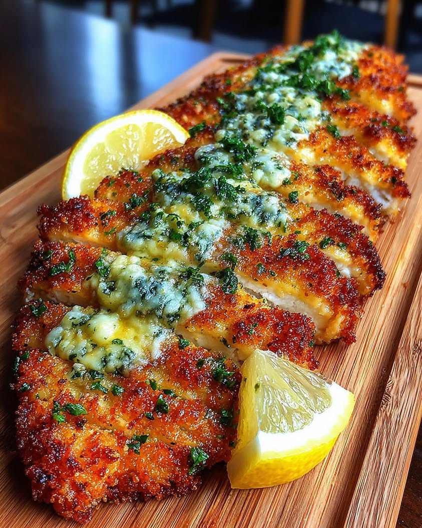 Crispy Baked Hot Honey Lemon Feta Chicken Cutlets With Herb Crust
