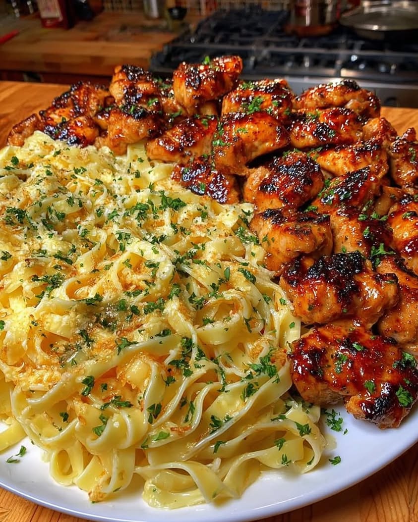 Garlic Cajun Chicken with Cheesy Mozzarella Linguine Recipe