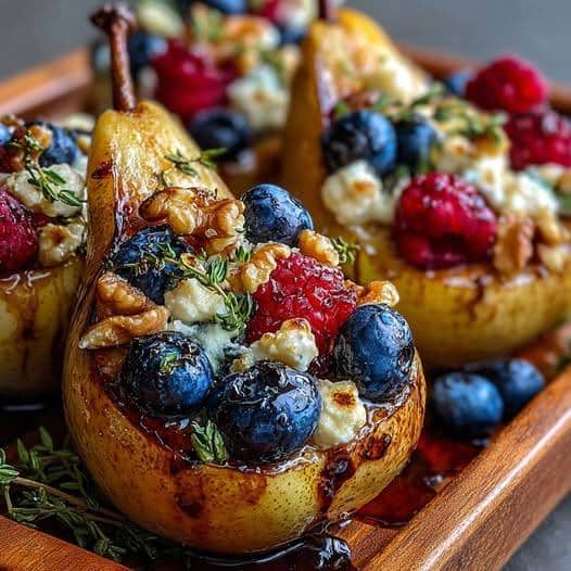 Baked Pears with Berries, Honey, Walnuts & Blue Cheese Recipe 11 Baked Pears with Berries Honey Walnuts Blue Cheese 2