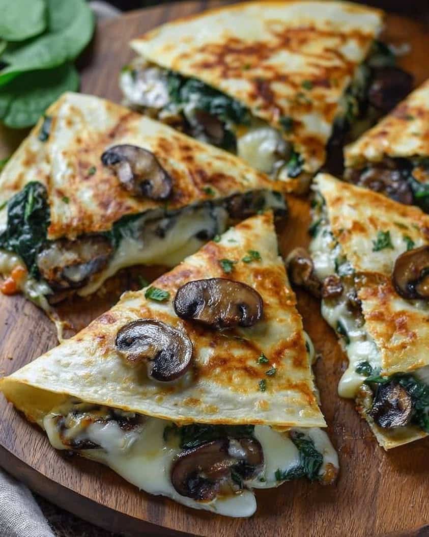 Baked Spinach Mushroom Quesadillas 1