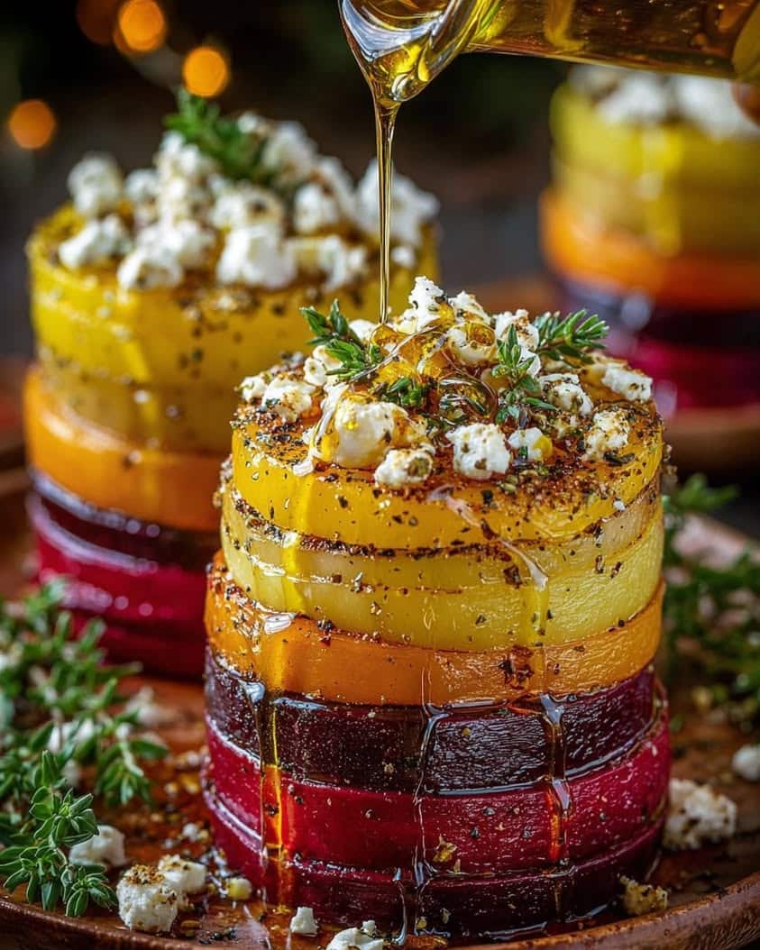 Caramelized Beet & Pear Towers: A Stunning Feta & Honey Salad