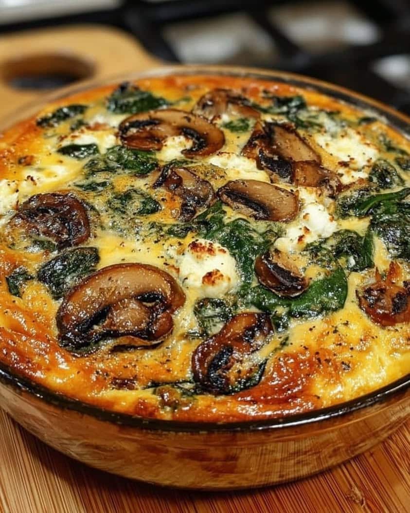 Classic Spinach & Feta Crustless Mushroom Quiche Recipe 4 Classic Spinach Feta Crustless Mushroom Quiche