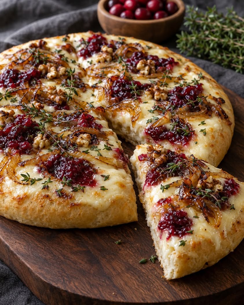 Cranberry & Brie Pizza with Caramelized Onions Recipe 2 Cranberry Brie Pizza with Caramelized Onions