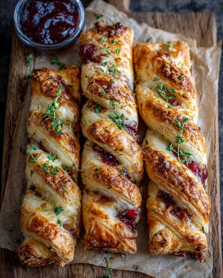 Easy Cranberry Brie and Thyme Puff Pastry Twists Recipe 10 Cranberry Brie Thyme Puff Pastry Twists