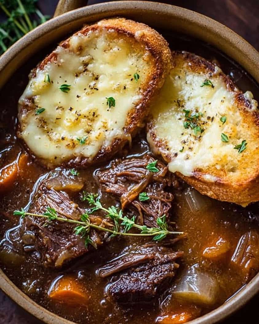 French Onion Short Rib Soup with Cheesy Gruyère Toast 8 French Onion Short Rib Soup with Cheesy Gruyere ToastNo Wine