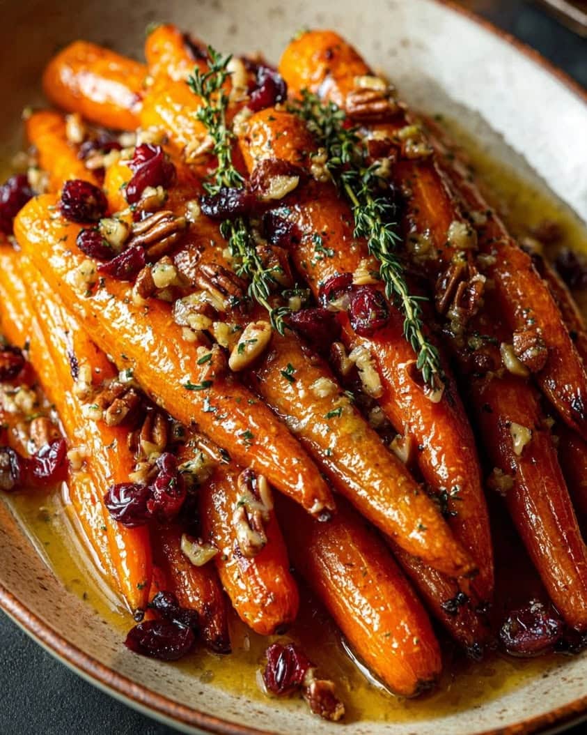 Ginger-Maple Roasted Carrots with Cranberry Butter Recipe