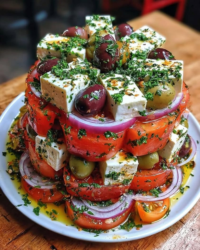 Greek Feta Salad Tower