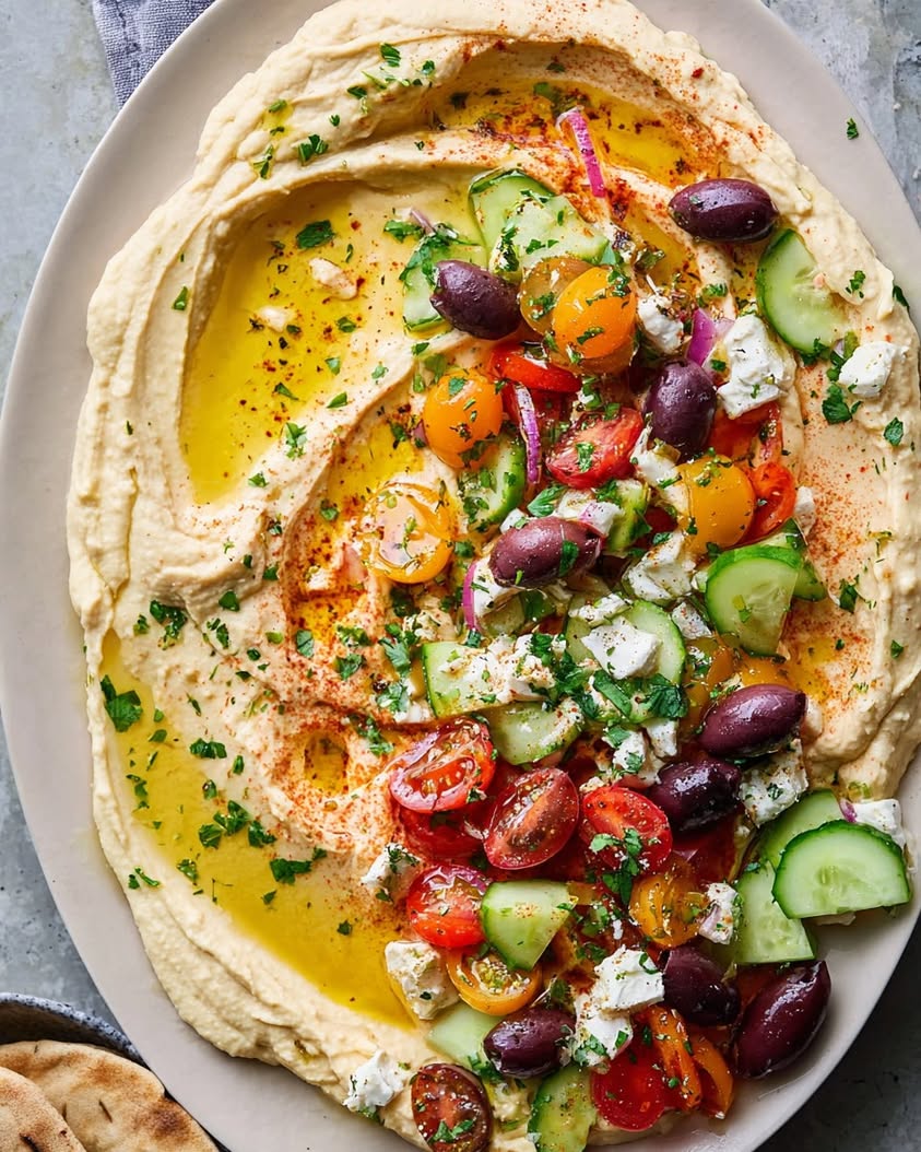 Greek Style Loaded Hummus: The Ultimate Mediterranean Appetizer 6 Greek Style Loaded Hummus