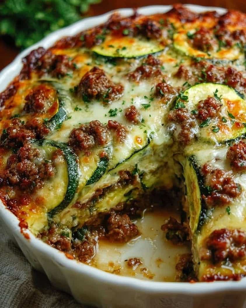 Easy Low Carb Ground Beef Zucchini Bake Recipe