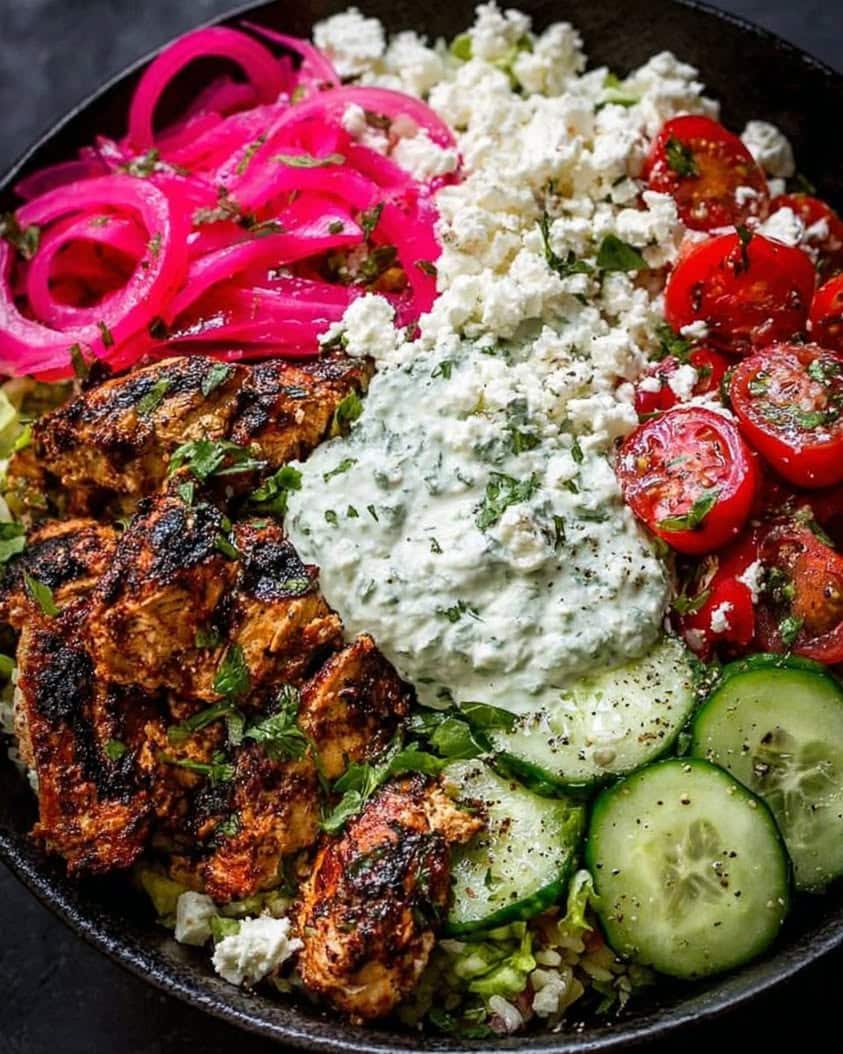 Loaded Mediterranean Chicken Power Bowl with Tzatziki & Feta Recipe 6 Loaded Mediterranean Chicken Power Bowl with Tzatziki Feta 1