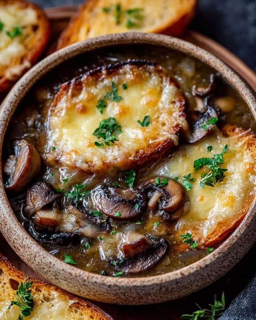 Mushroom & Caramelized Onion Soup with Cheesy Toasties Recipe 5 Mushroom Caramelized Onion Soup with Cheesy Toasties