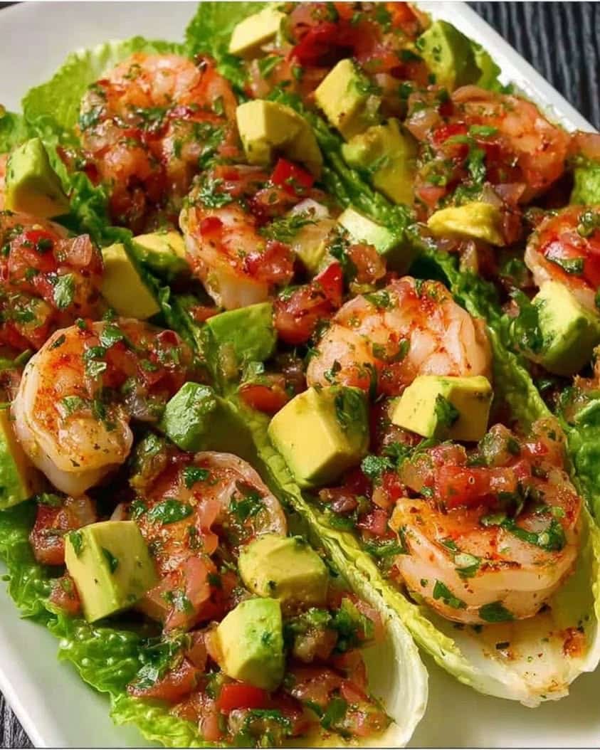 Shrimp Avocado Lettuce Boats