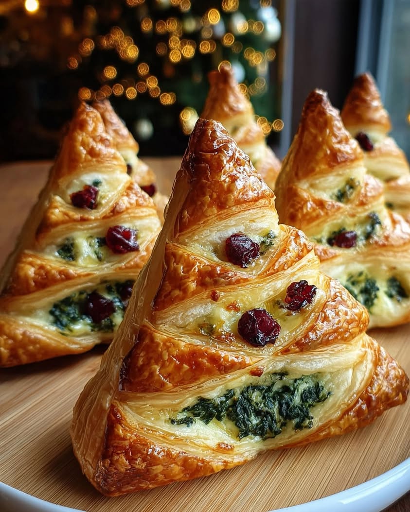 Spinach Feta Cranberry Puff Pastry Christmas Trees 2