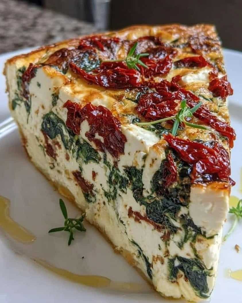 Spinach, Sun-Dried Tomato & Feta Crustless Quiche Recipe 3 Spinach Sun Dried Tomato Feta Crustless Quiche 1