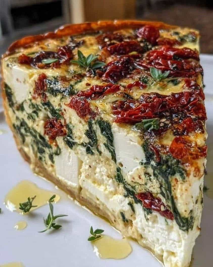 Easy Spinach, Sun-Dried Tomato & Feta Crustless Quiche Recipe 2 Spinach Sun Dried Tomato Feta Crustless Quiche