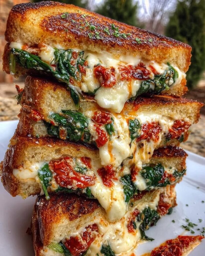 Sun Dried Tomato Spinach and Ricotta Grilled Cheese