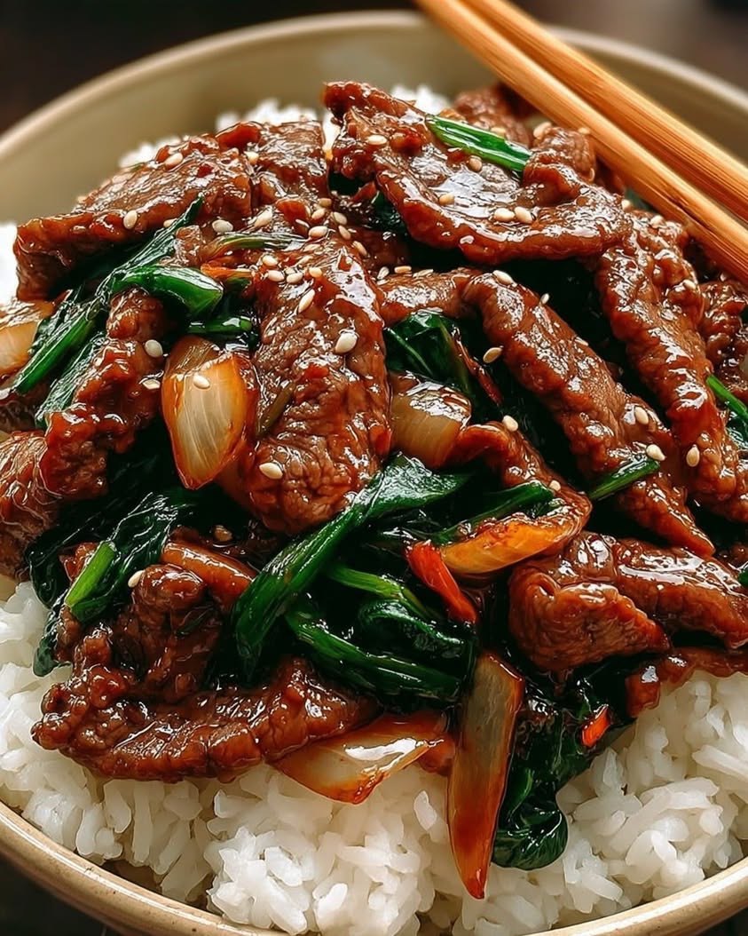 Tender Chinese Beef Strips with Sweet Onions and Garlic Soy Sauce