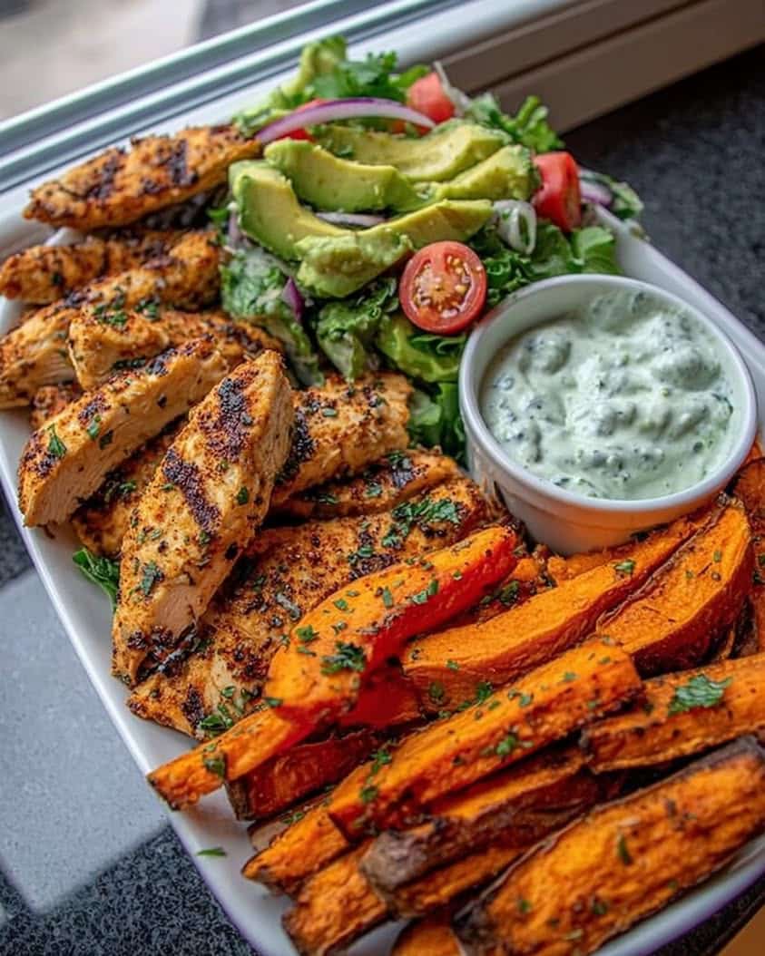 Ultimate Grilled Chicken Sweet Potato Bowl with Avocado Salsa 11 Ultimate Grilled Chicken Sweet Potato Bowl with Avocado Salsa Herbed Yogurt Dip 1