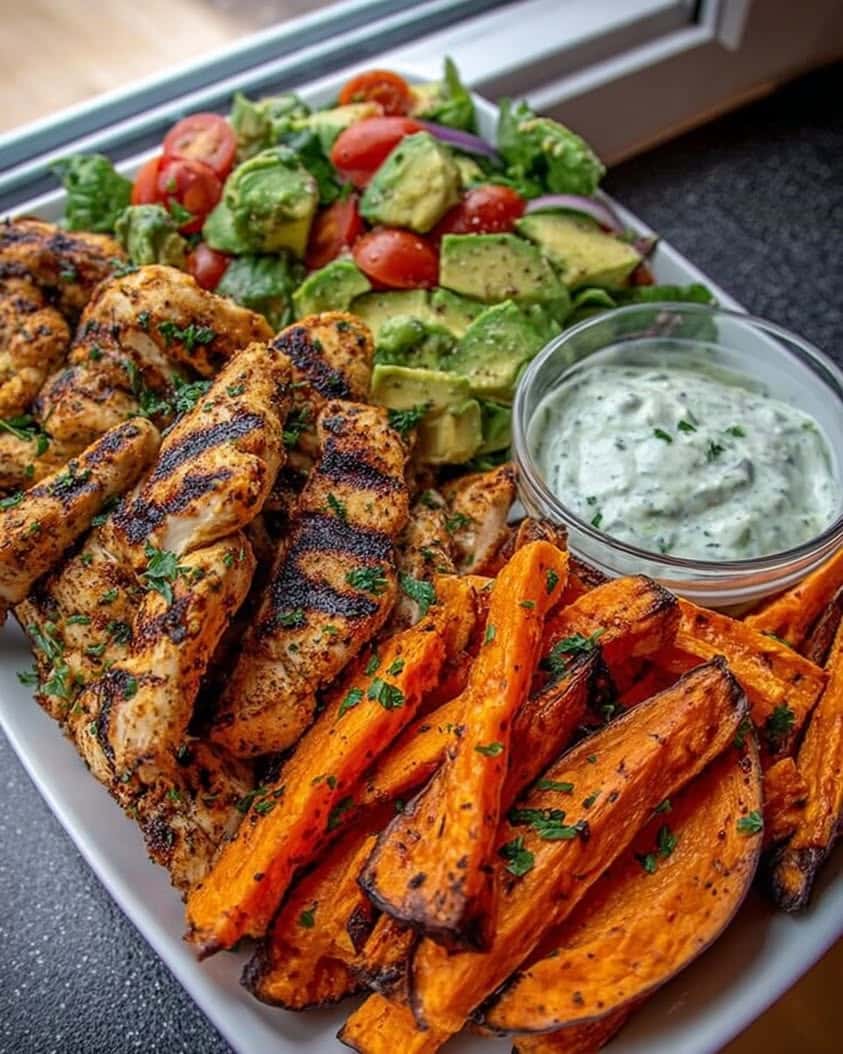 Grilled Chicken Sweet Potato Bowl with Avocado Salsa Recipe