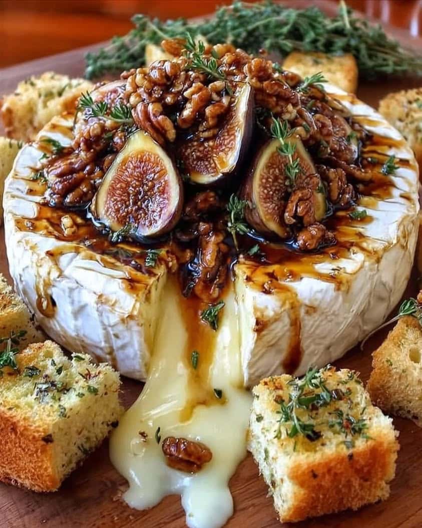 Warm Baked Brie with Figs and Pecans