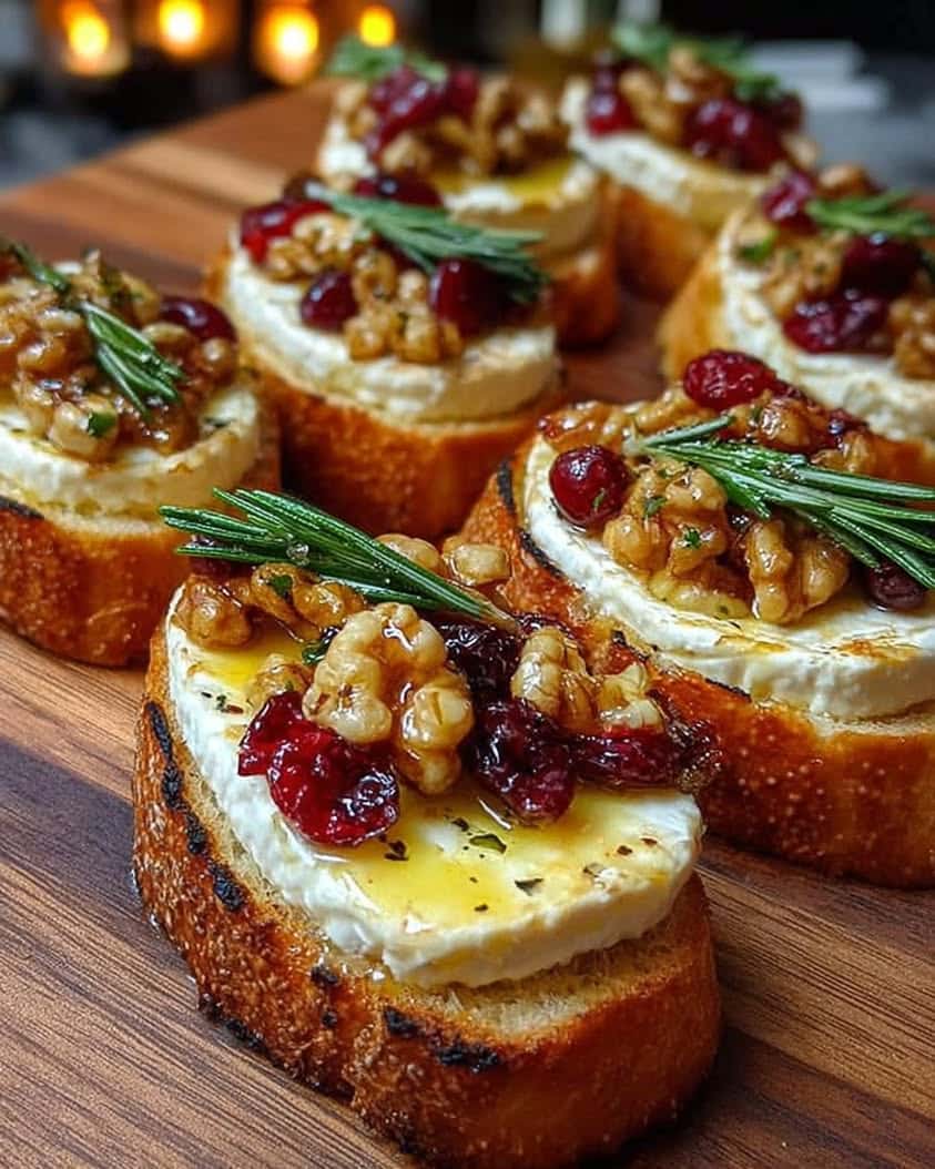 Warm Brie & Cranberry Walnut Crostini with Hot Honey Recipe 7 Warm Brie Cranberry Walnut Crostini with Hot Honey